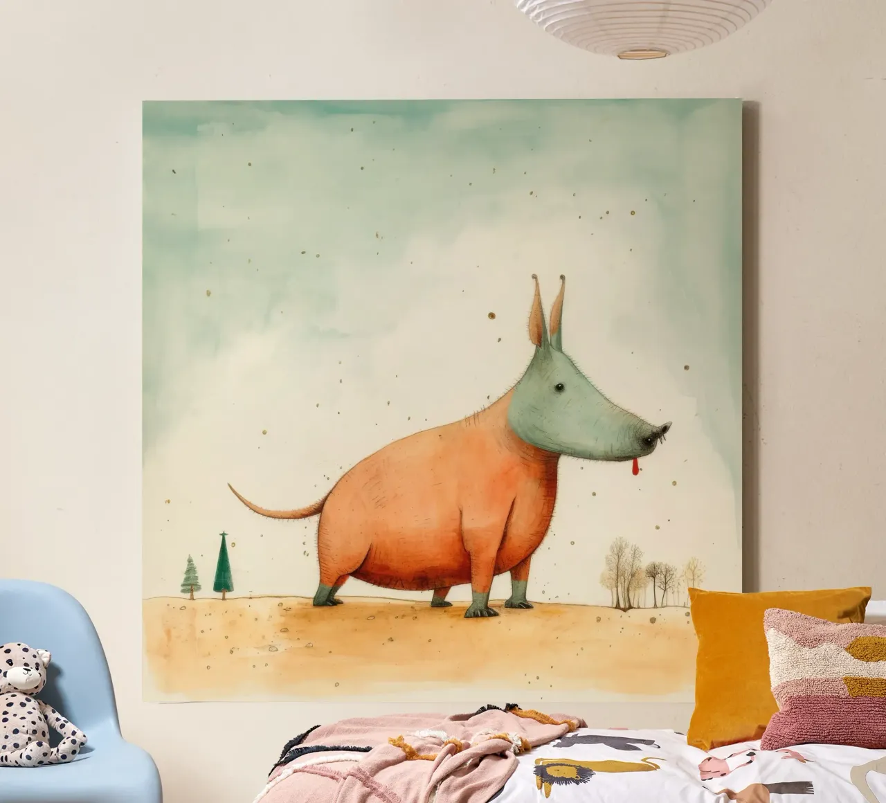 Minimal Aardvark 2 canvas by Minimal Animal Art