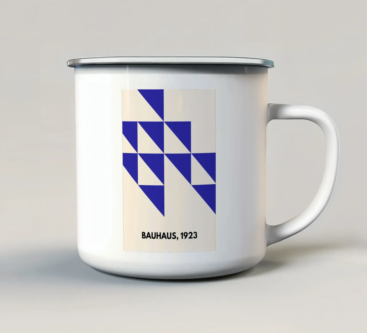 Blue Serenity | Abstract Bauhaus-Inspired Print taza de esmalte de PrintCessStudio
