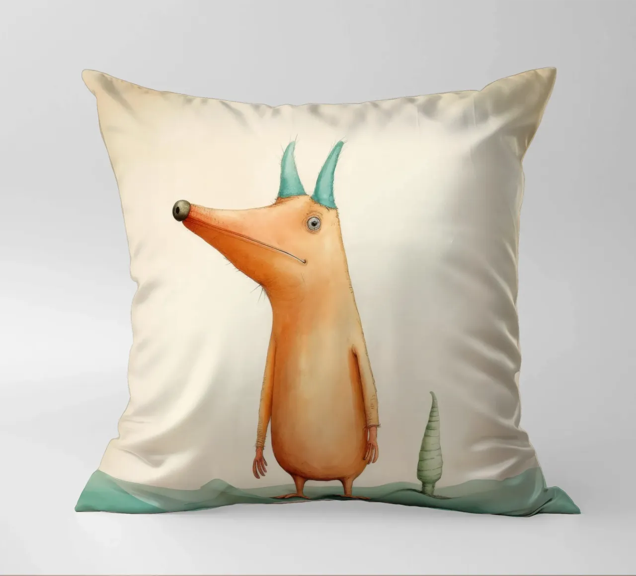 Minimal Aardvark 3 decorative cushion by Minimal Animal Art