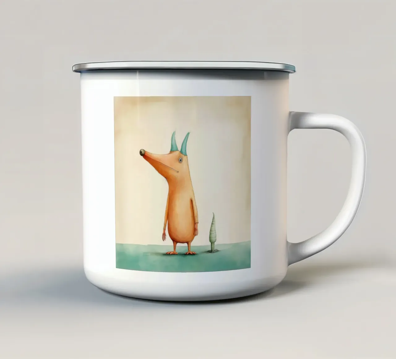 Orsacchiotto minimale 3 tazza in smalto da Minimal Animal Art