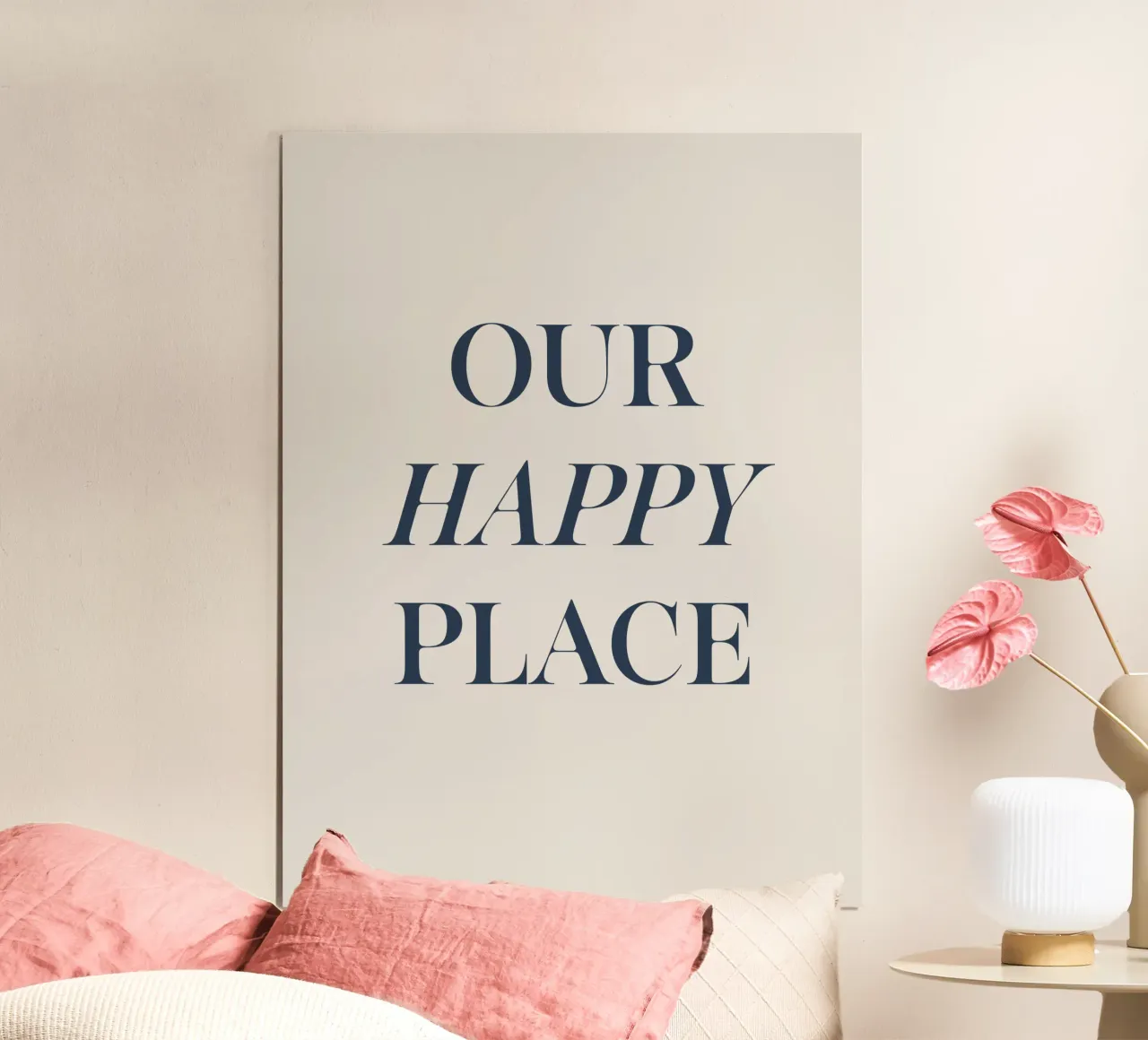 Our Happy Place poster with aluminum frame by lucky club