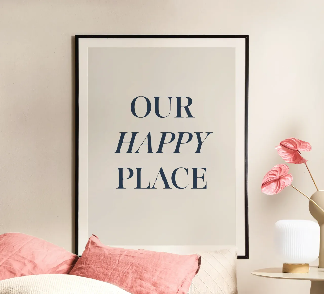 Our Happy Place poster with aluminum frame by lucky club