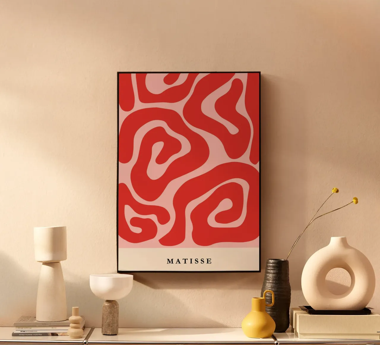 Red Swirls | Matisse-Inspired Abstract Art Print metacrilato de PrintCessStudio