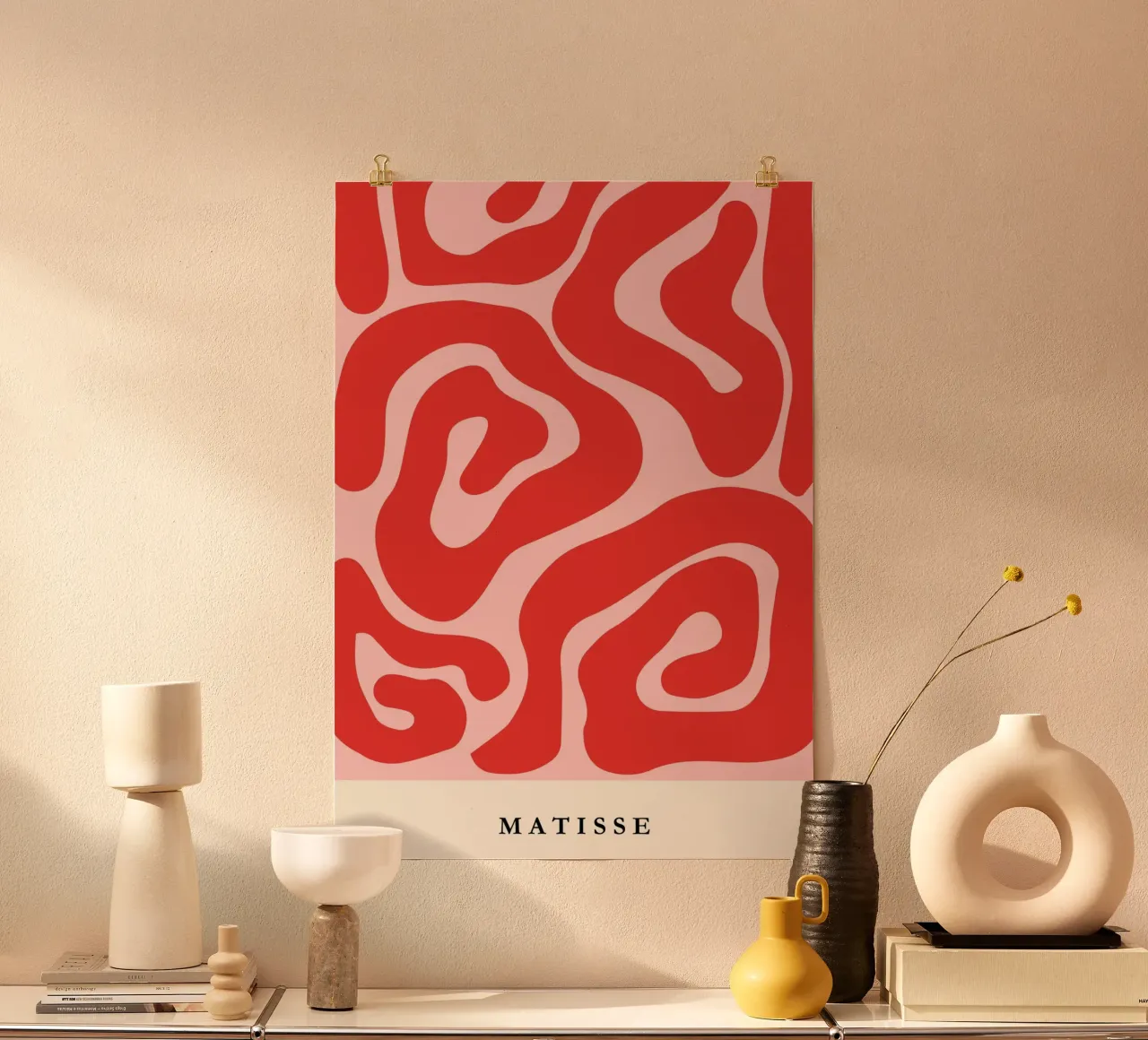 Red Swirls | Matisse-Inspired Abstract Art Print poster da PrintCessStudio