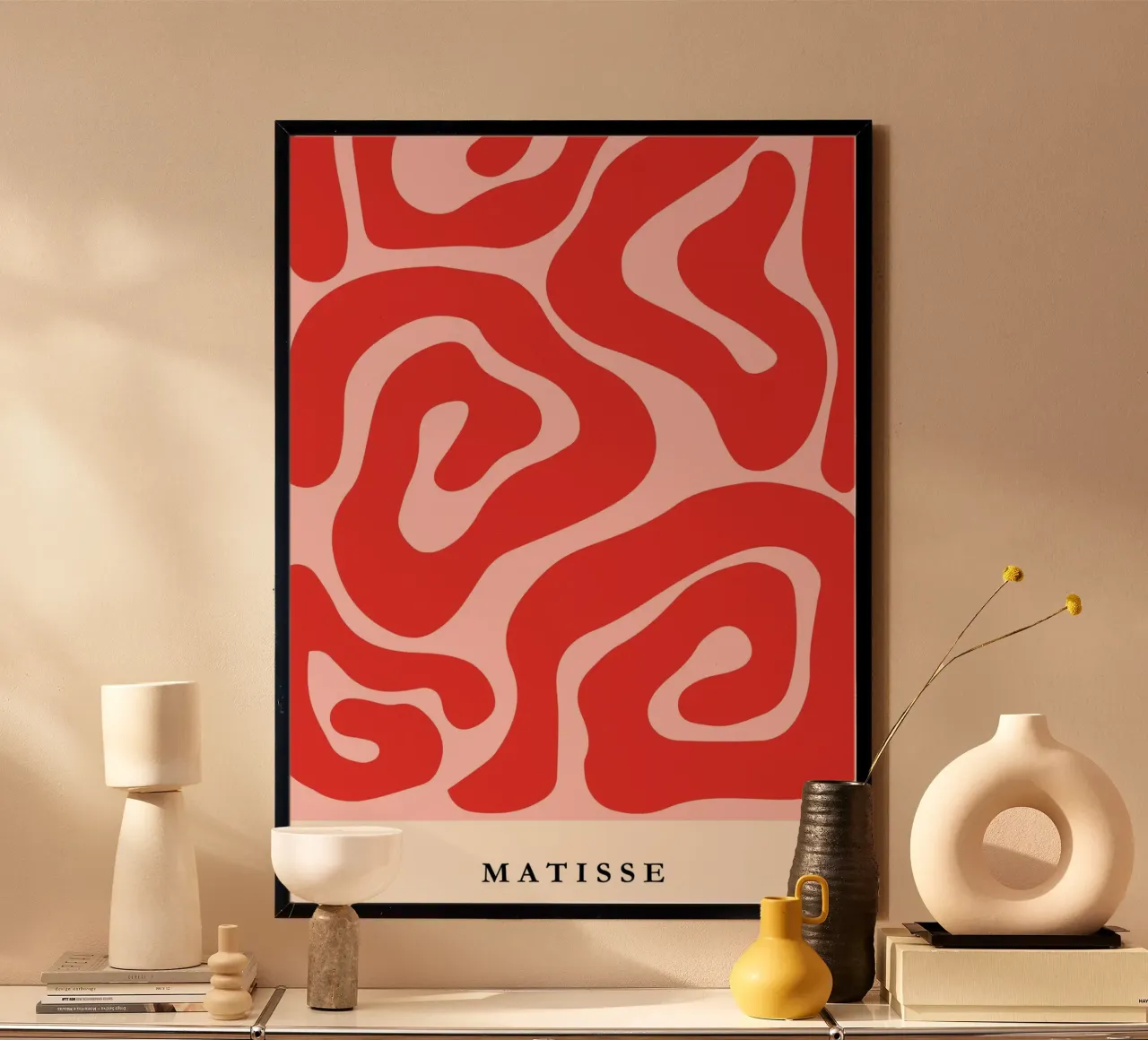 Red Swirls | Matisse-Inspired Abstract Art Print carta hahnemühle da PrintCessStudio
