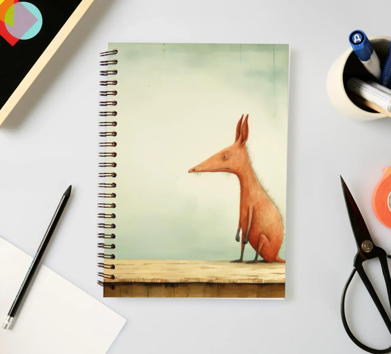 Minimal Aardvark 4 spiral notebook by Minimal Animal Art