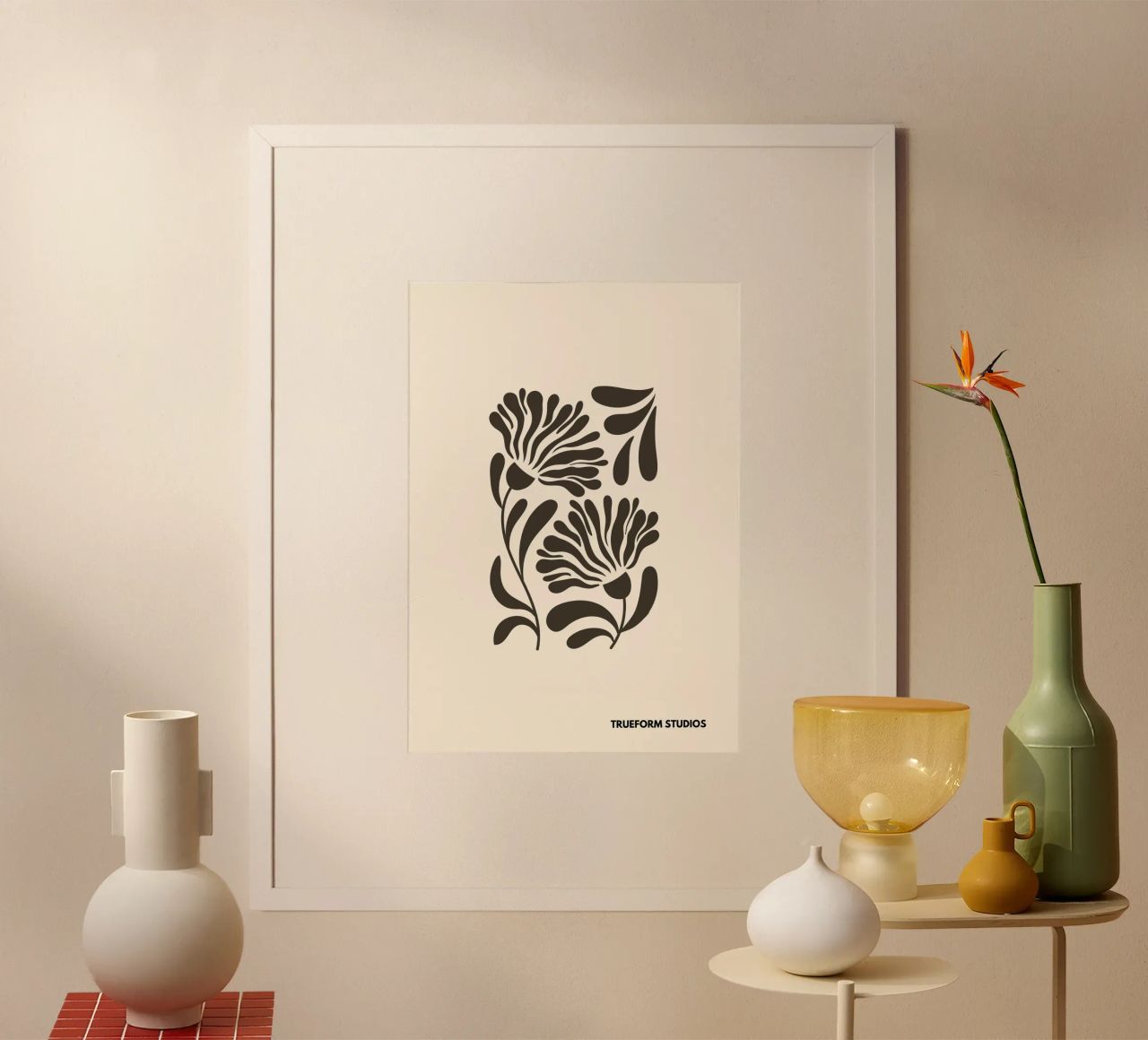 Earthy Blooms | Brown & Beige Floral Art Print Poster von PrintCessStudio