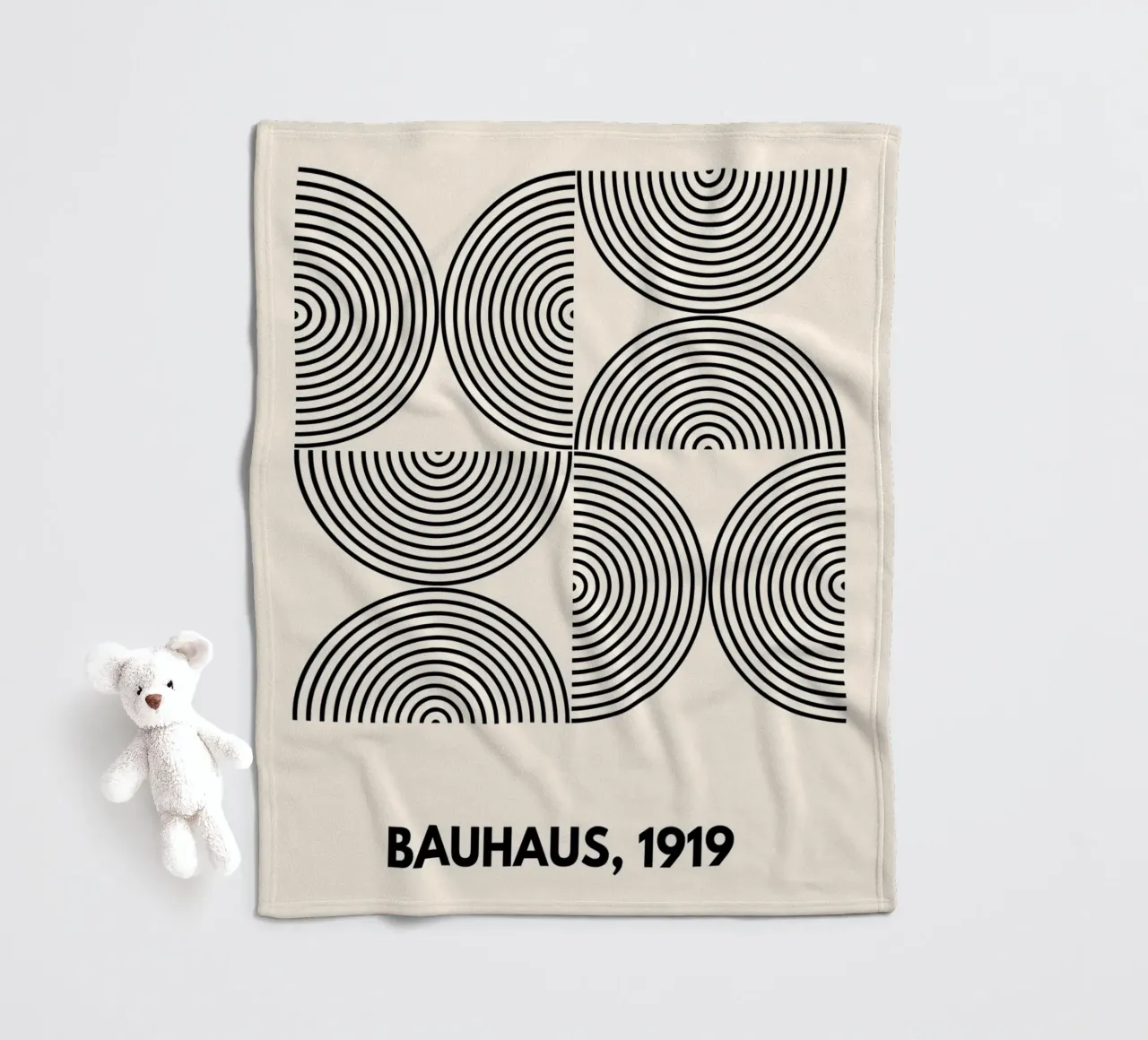 Bauhaus Curves | Black & White Abstract Print coperta in pile da PrintCessStudio