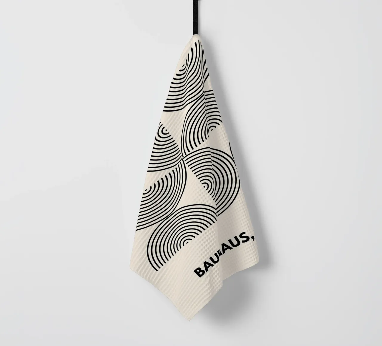 Bauhaus Curves | Black & White Abstract Print canovaccio da cucina da PrintCessStudio
