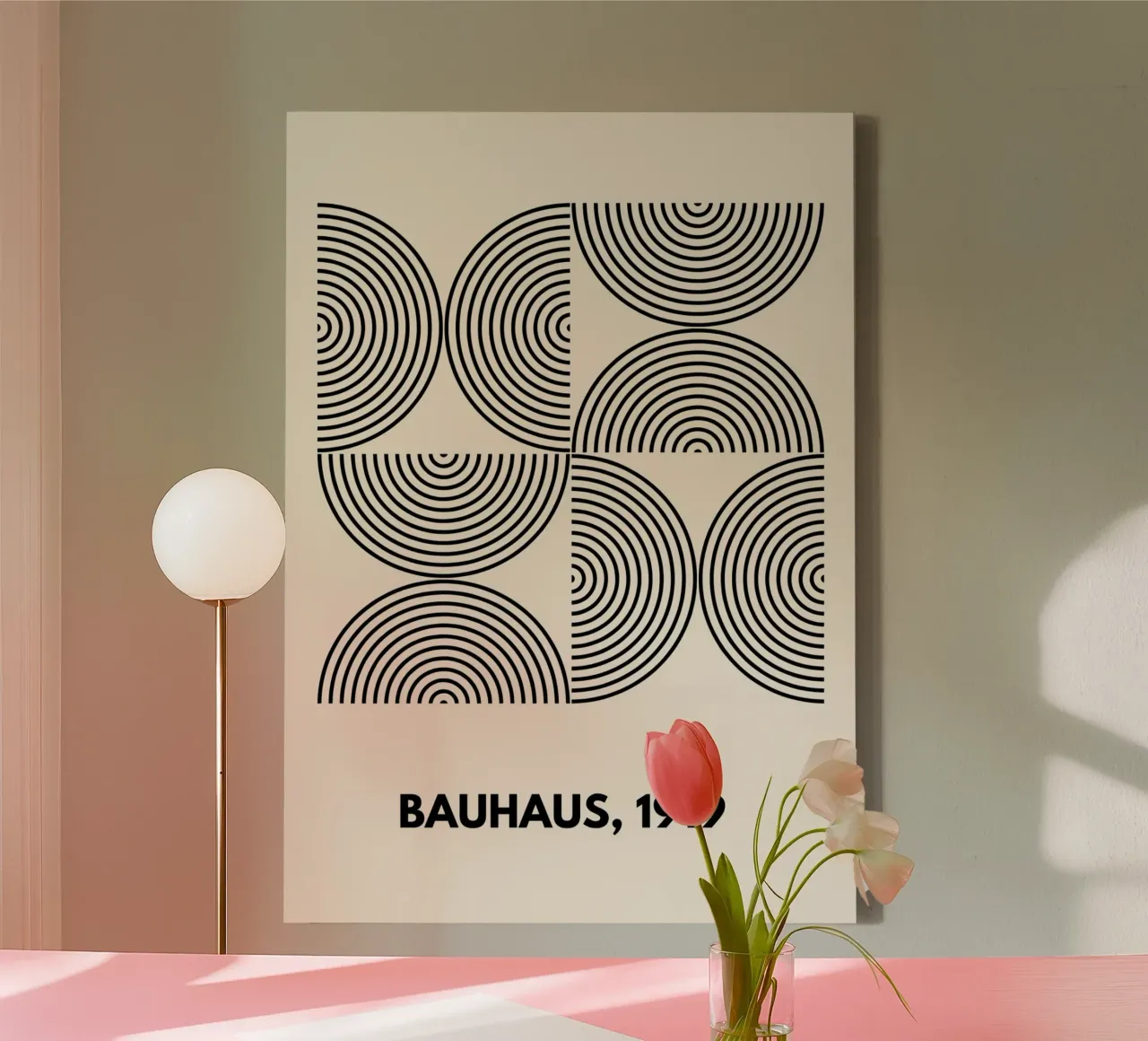 Bauhaus Curves | Black & White Abstract Print tela da PrintCessStudio
