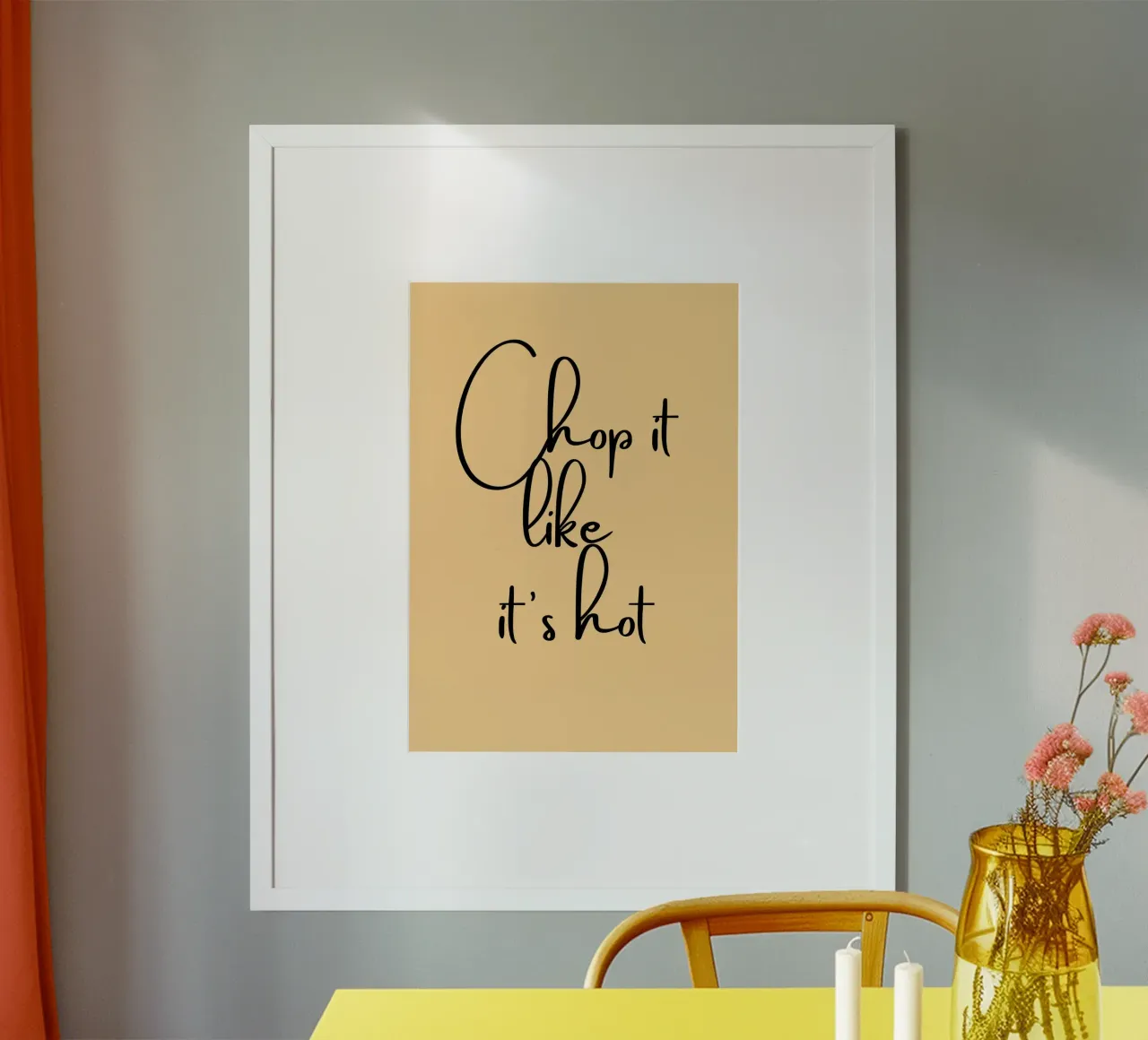 Chop It Like It's Hot | Fun Kitchen Quote Print poster met houten frame van PrintCessStudio