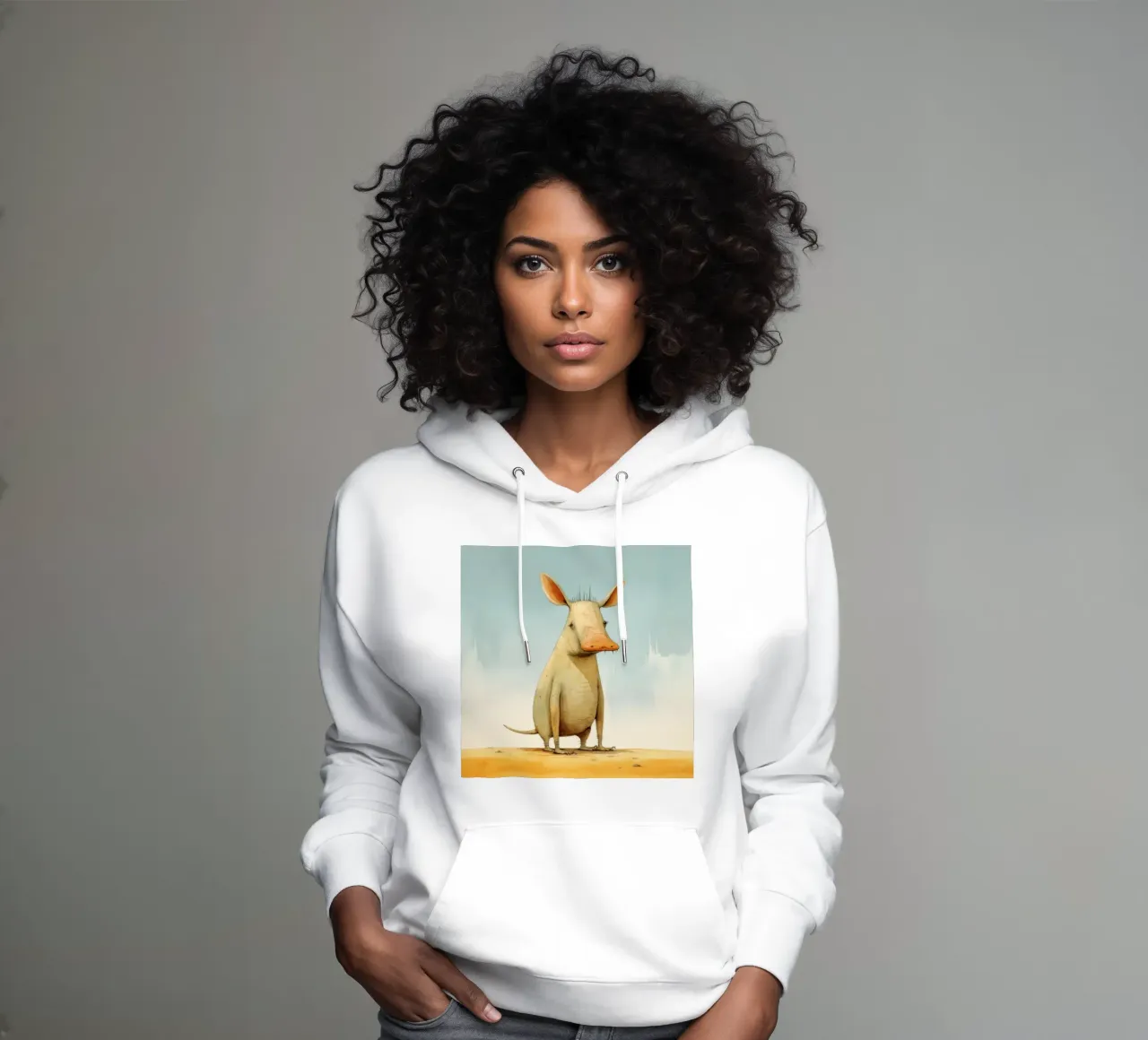 Mínimo Aardvark 1 sudadera con capucha de Minimal Animal Art