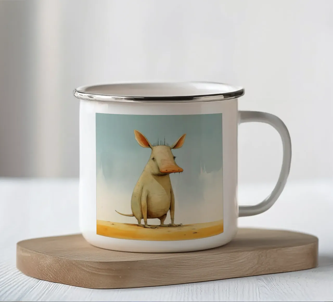 Orsacchiotto minimale 1 tazza in smalto da Minimal Animal Art
