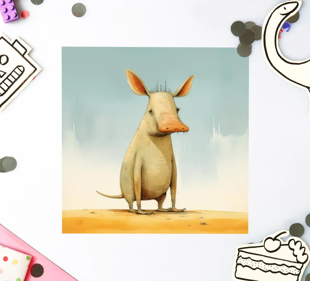 Mínimo Aardvark 1 pegatina de Minimal Animal Art
