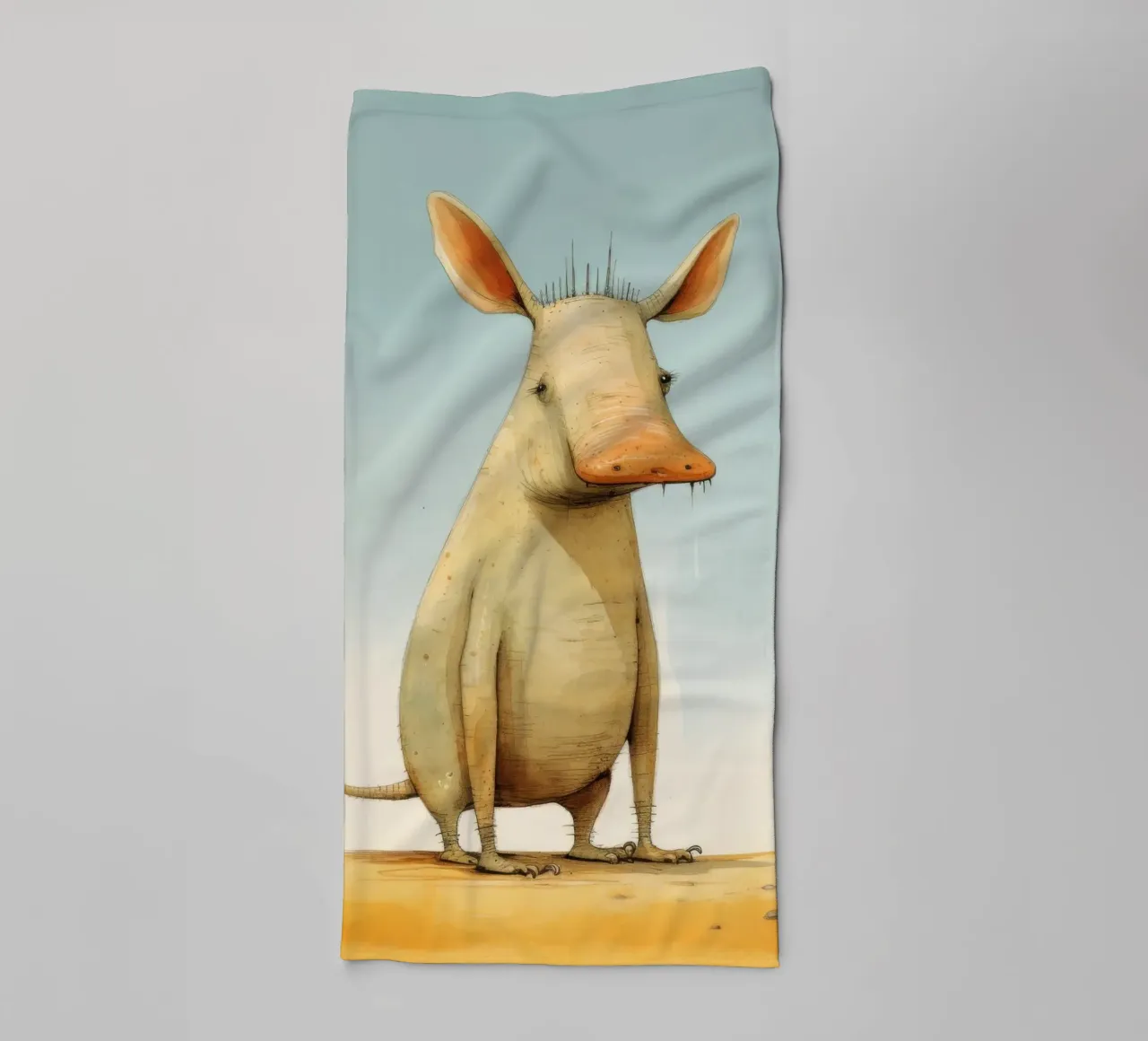 Minimal Aardvark 1 towel by Minimal Animal Art