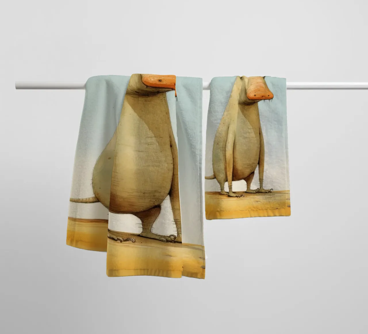 Minimal Aardvark 1 towel by Minimal Animal Art