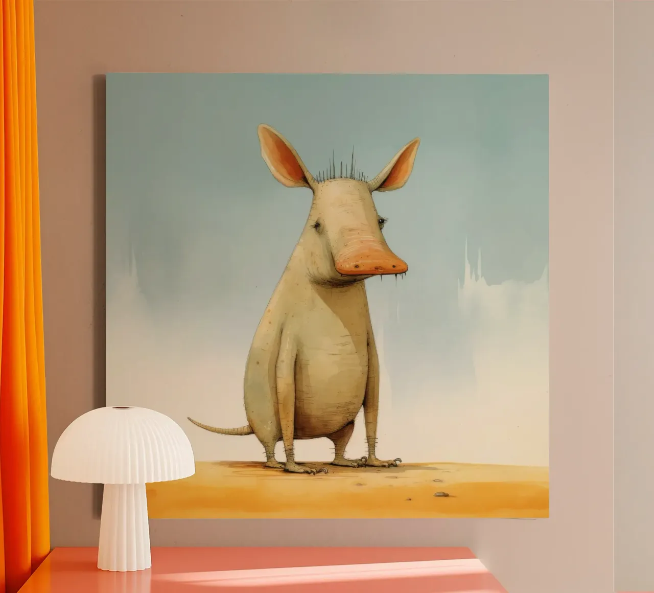 Minimal Aardvark 1 canvas by Minimal Animal Art