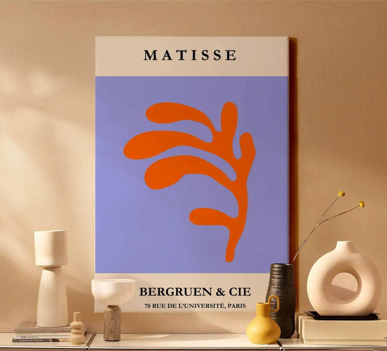 Blue & Orange | Matisse-Inspired Abstract Art Print tela da PrintCessStudio