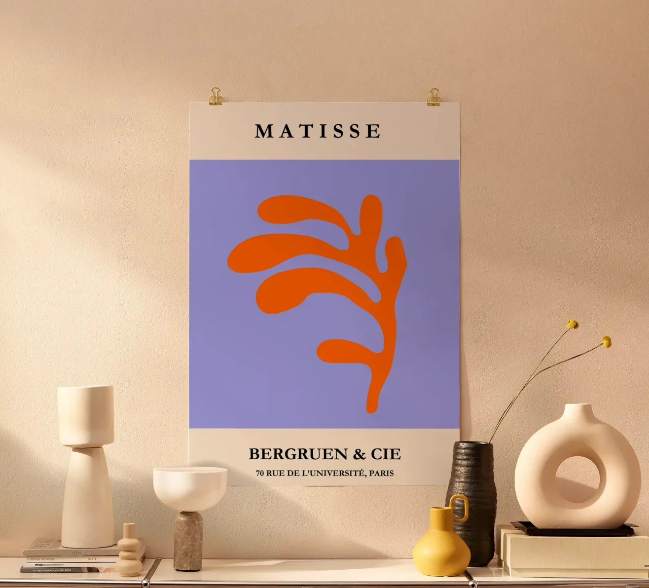 Blue & Orange | Matisse-Inspired Abstract Art Print carta hahnemühle da PrintCessStudio