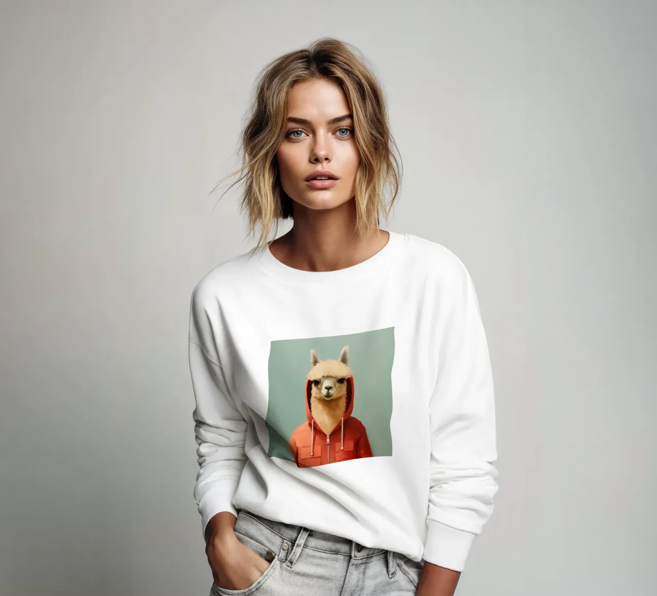 Minimal Alpaka 2 Sweatshirt von Minimal Animal Art