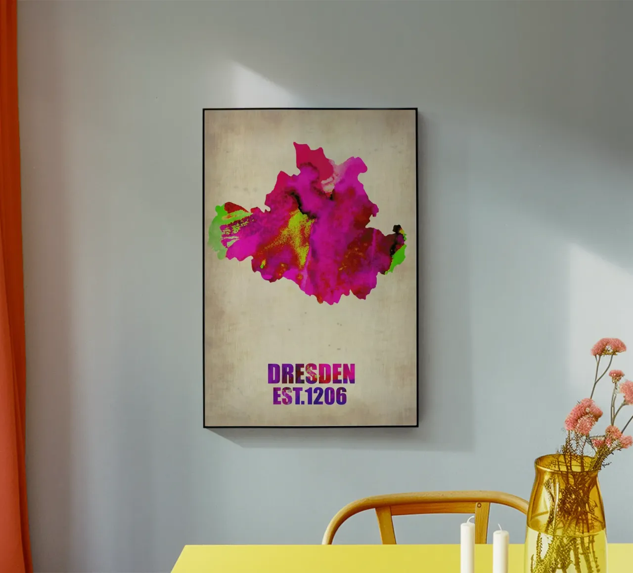 Dresden Watercolor Map plexiglass da Naxart