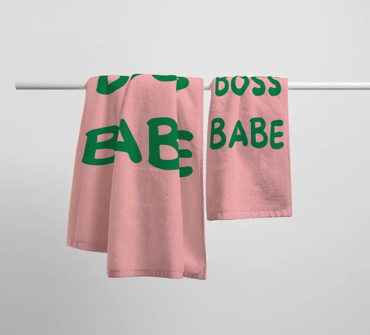 Boss Babe | Pink & Green Typography Art Print asciugamano da bagno da PrintCessStudio