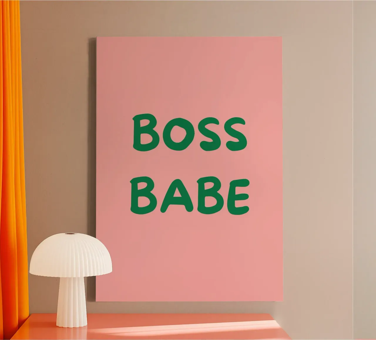 Boss Babe | Pink & Green Typography Art Print canvas met Baklijst van PrintCessStudio
