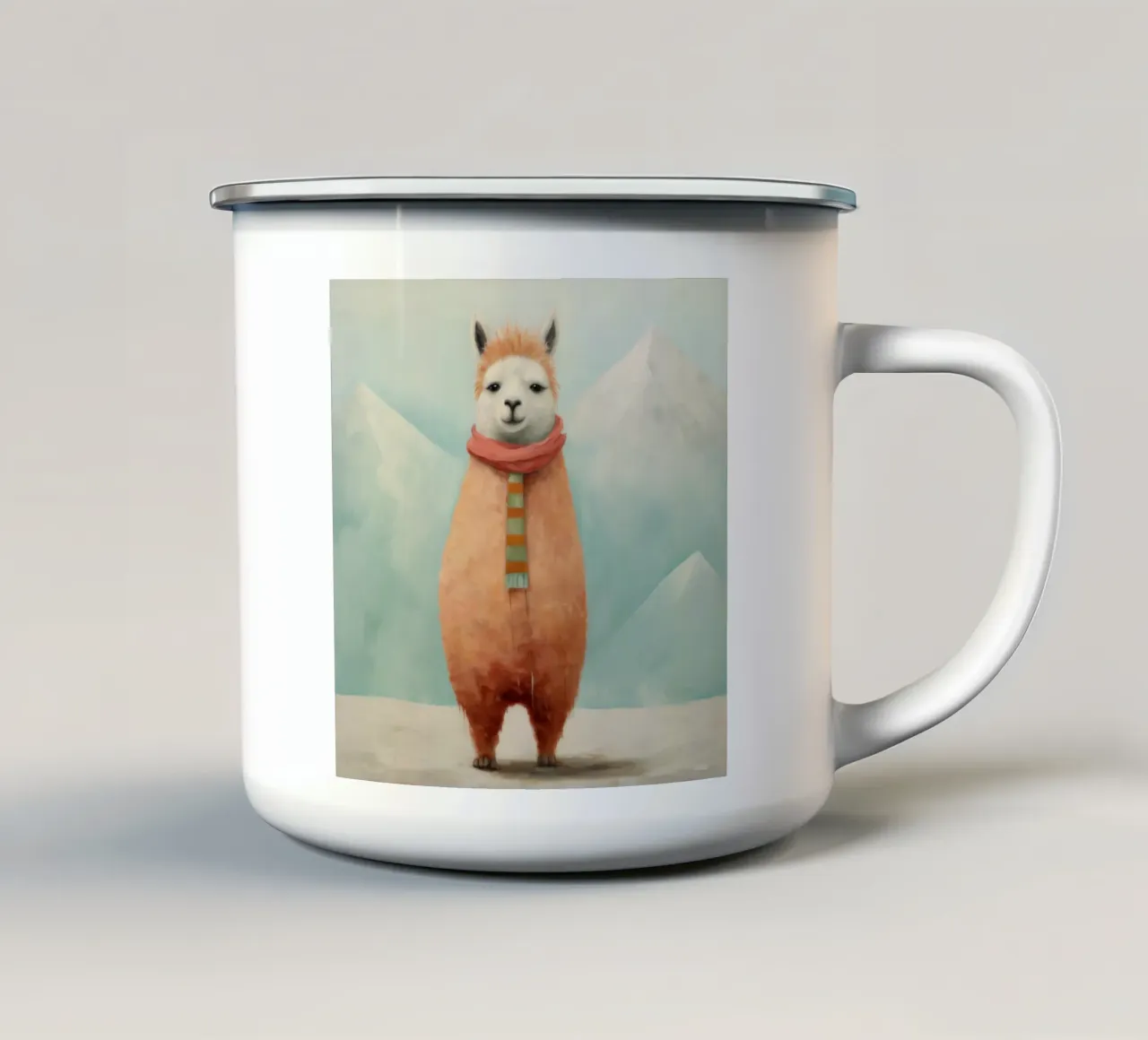 Alpaca minimale 3 tazza in smalto da Minimal Animal Art