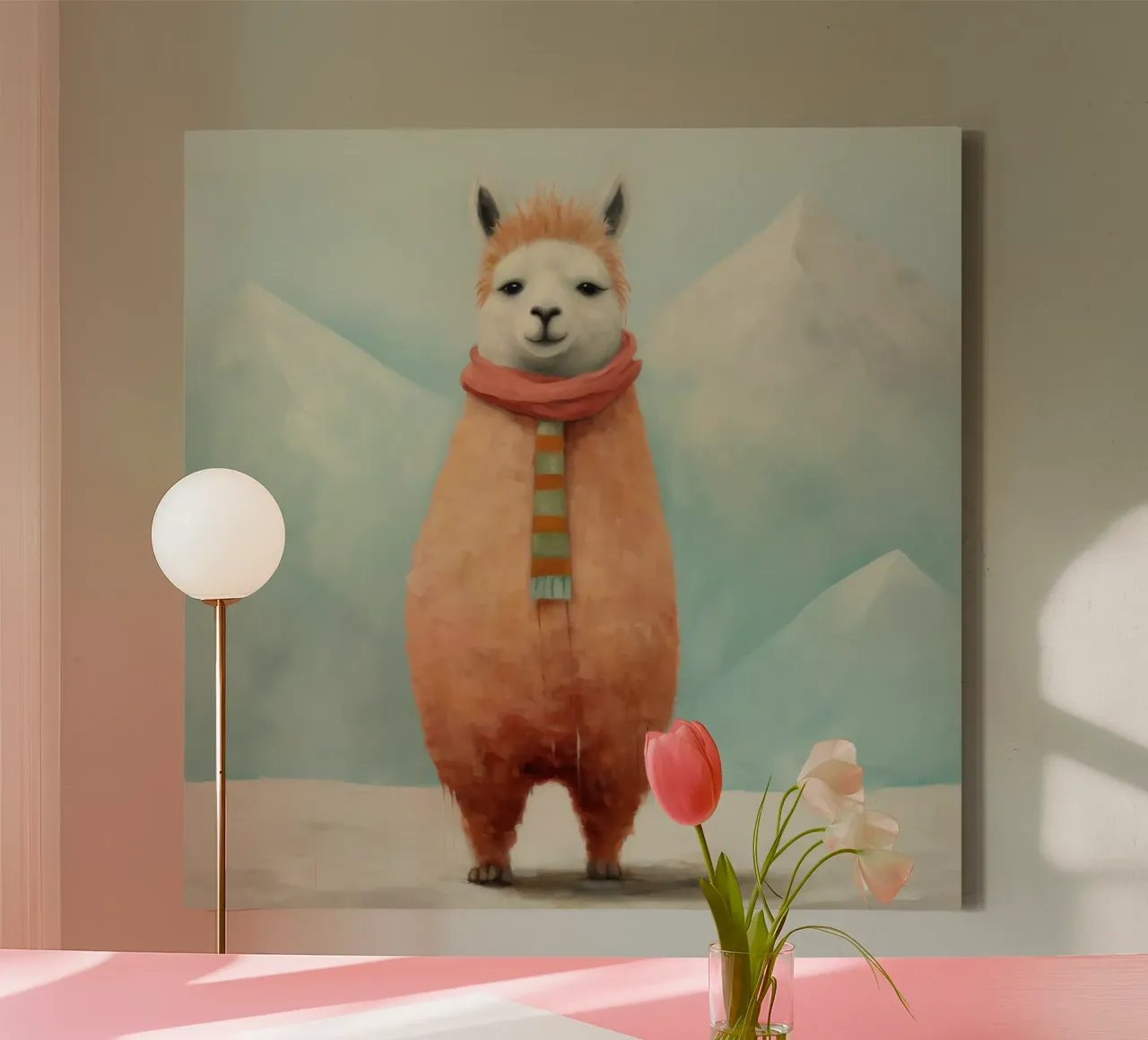 Minimal Alpaca 3 canvas by Minimal Animal Art