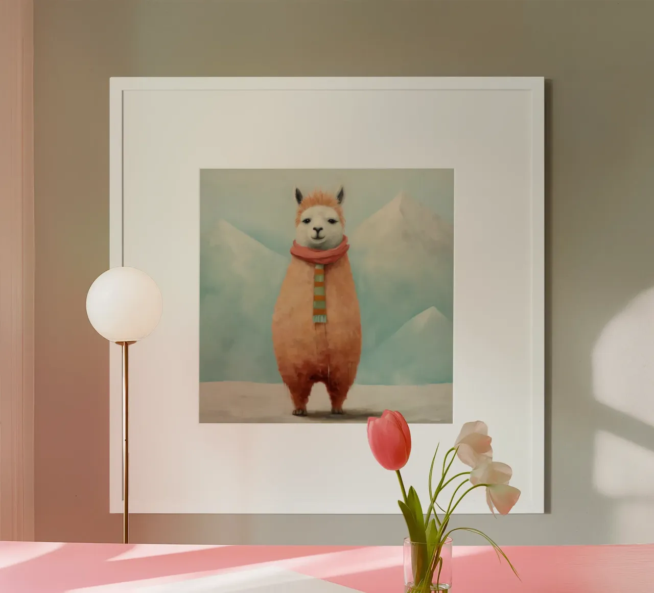 Minimal Alpaca poster by Minimal Animal Art