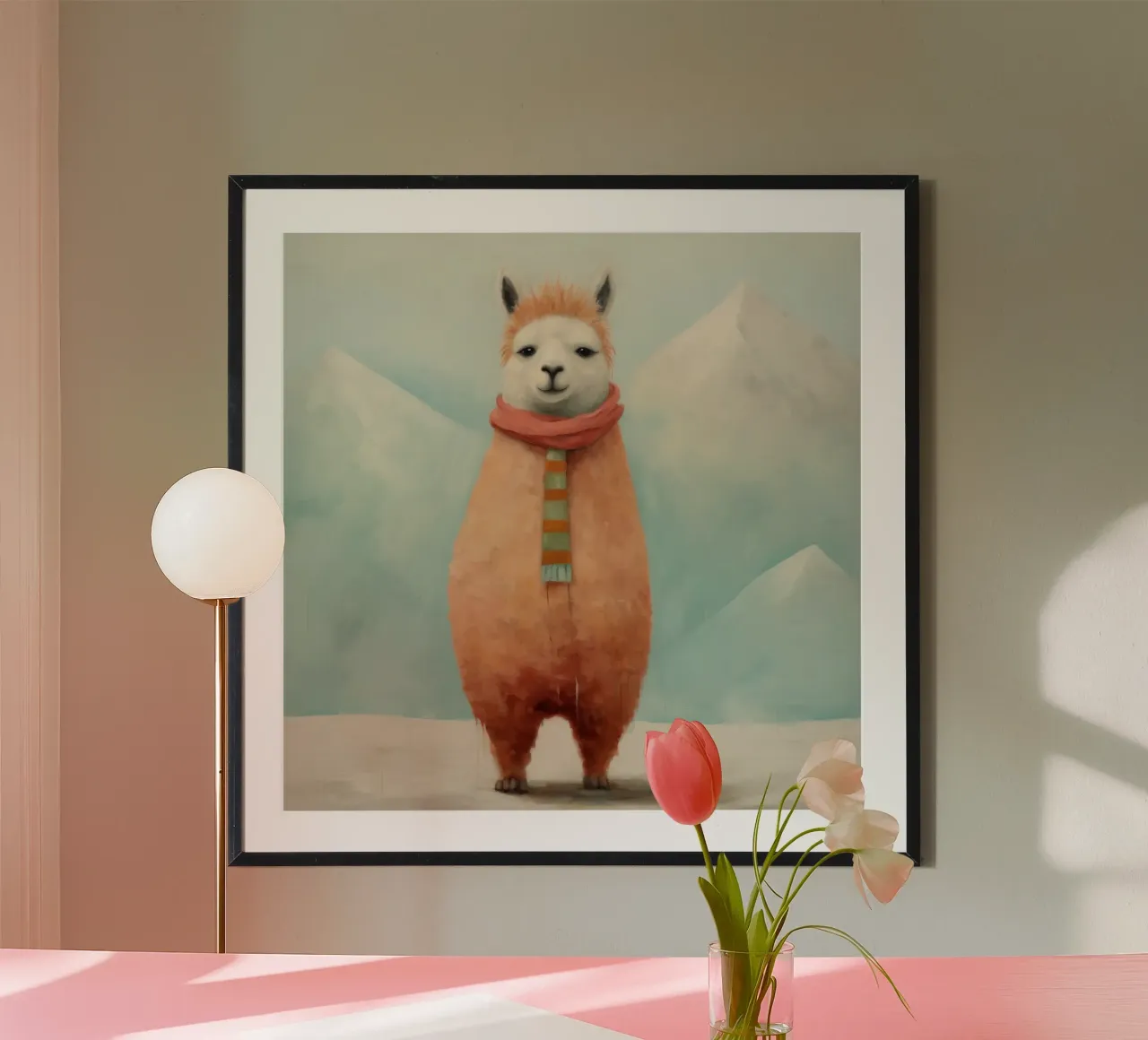 Minimal Alpaca poster by Minimal Animal Art