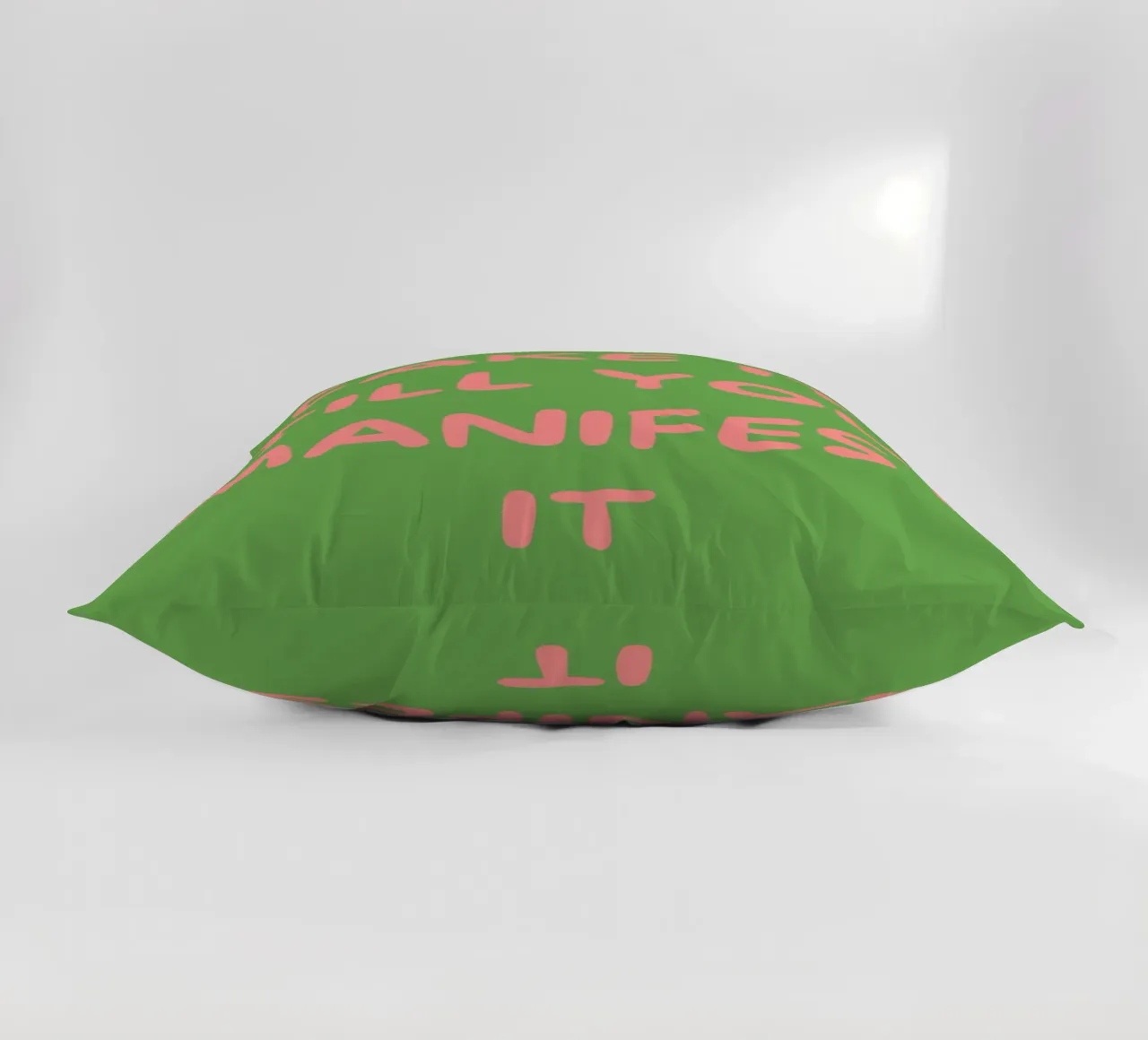 Fake It Till You Manifest It | Green & Pink Typography Art P cuscino da PrintCessStudio