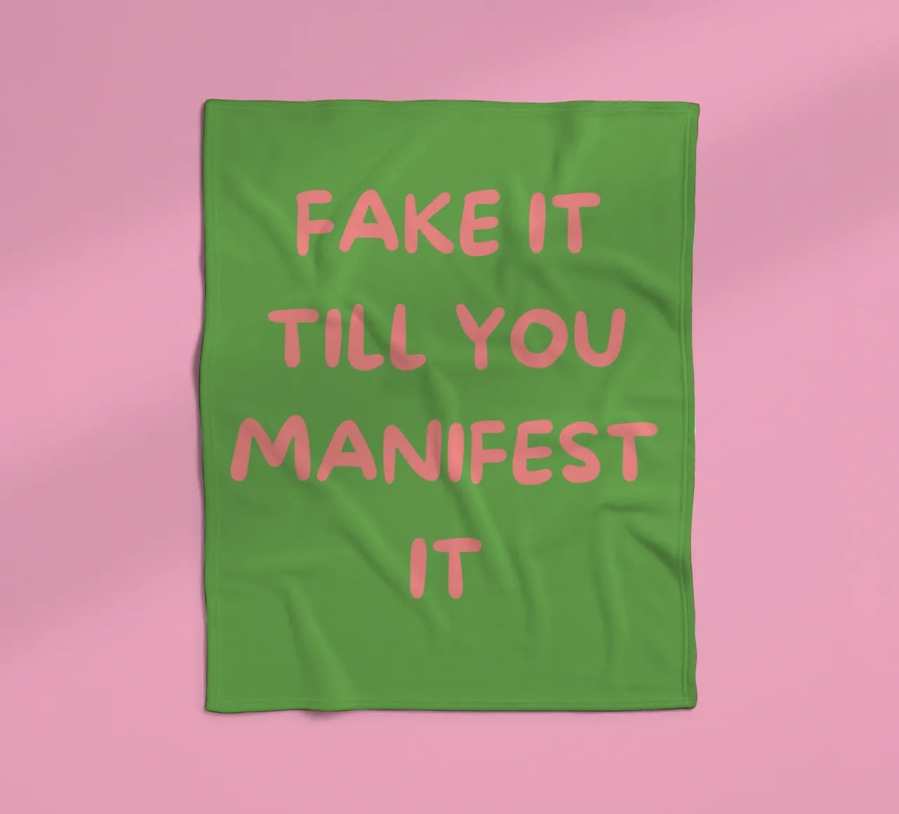 Fake It Till You Manifest It | Green & Pink Typography Art P coperta in pile da PrintCessStudio