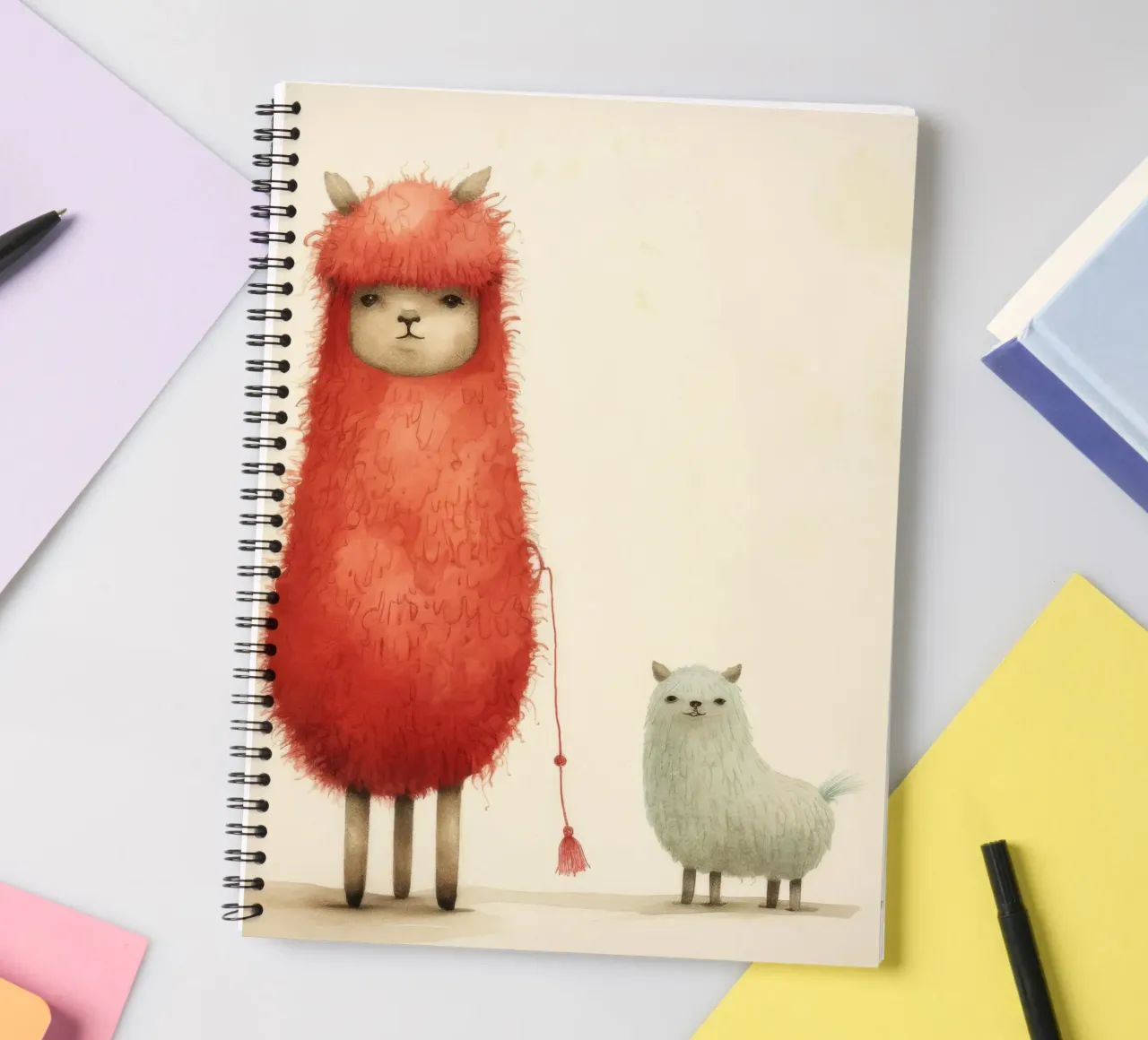 Minimal Alpaca 4 spiral notebook by Minimal Animal Art