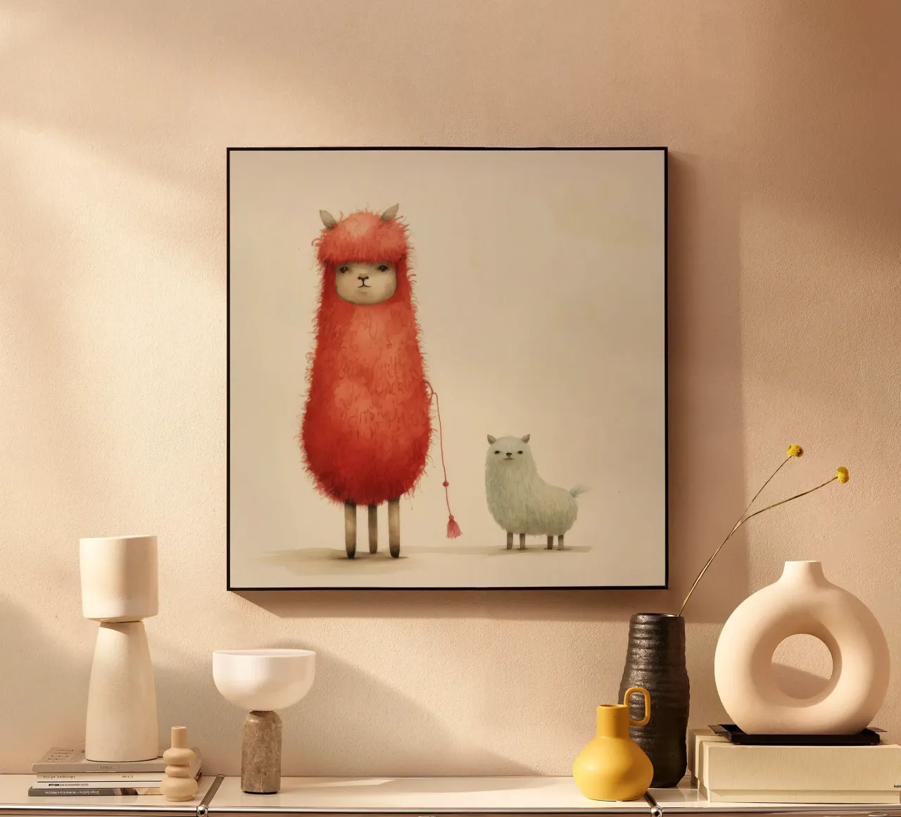 Minimaal Alpaca acryl van Minimal Animal Art