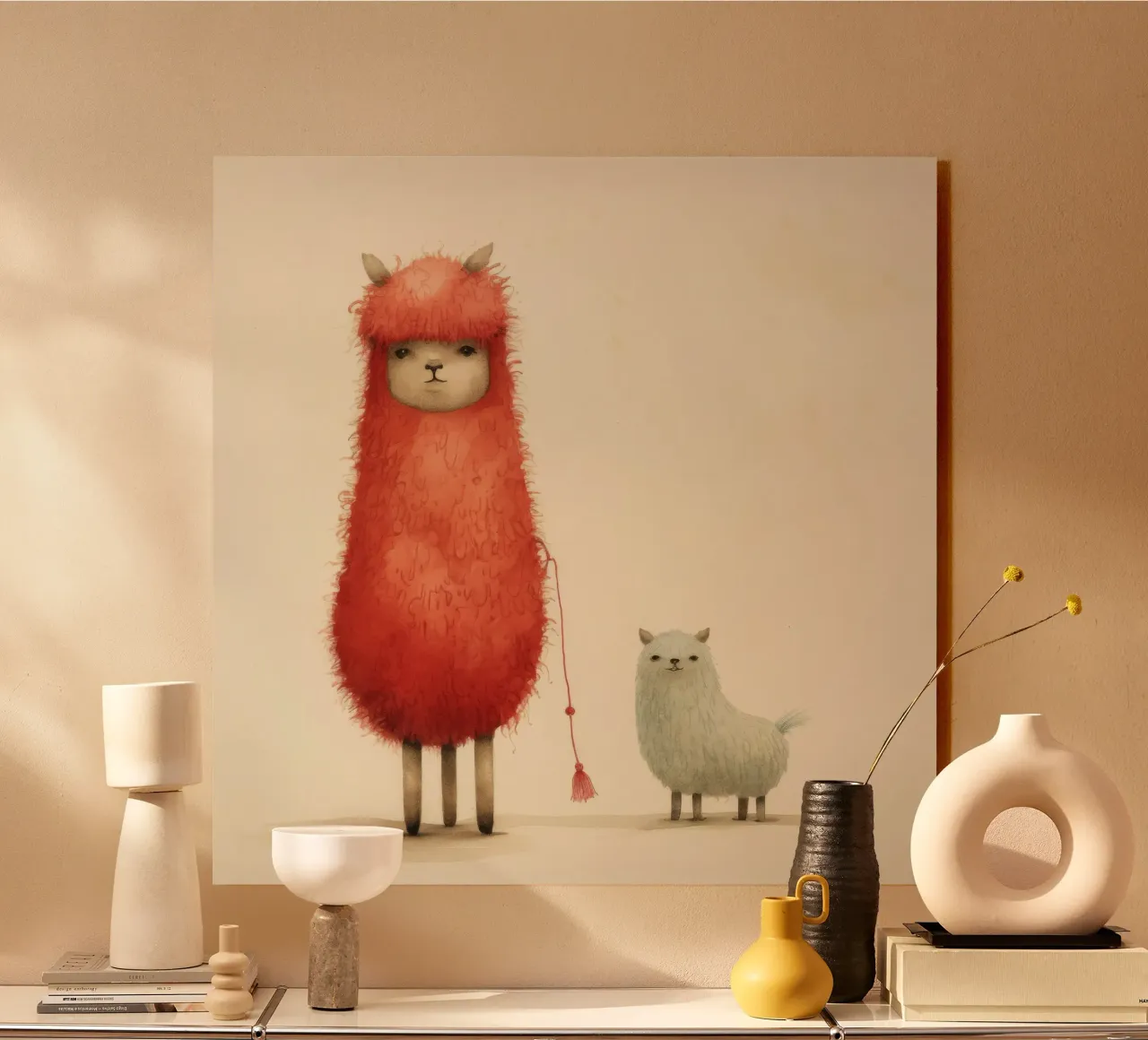 Minimaal Alpaca acryl van Minimal Animal Art