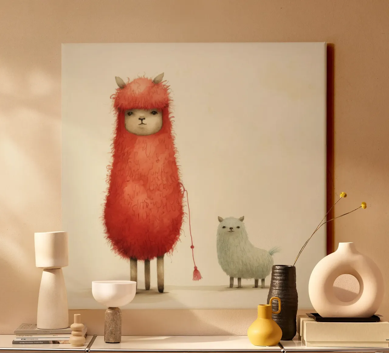 Minimal Alpaca 4 canvas by Minimal Animal Art