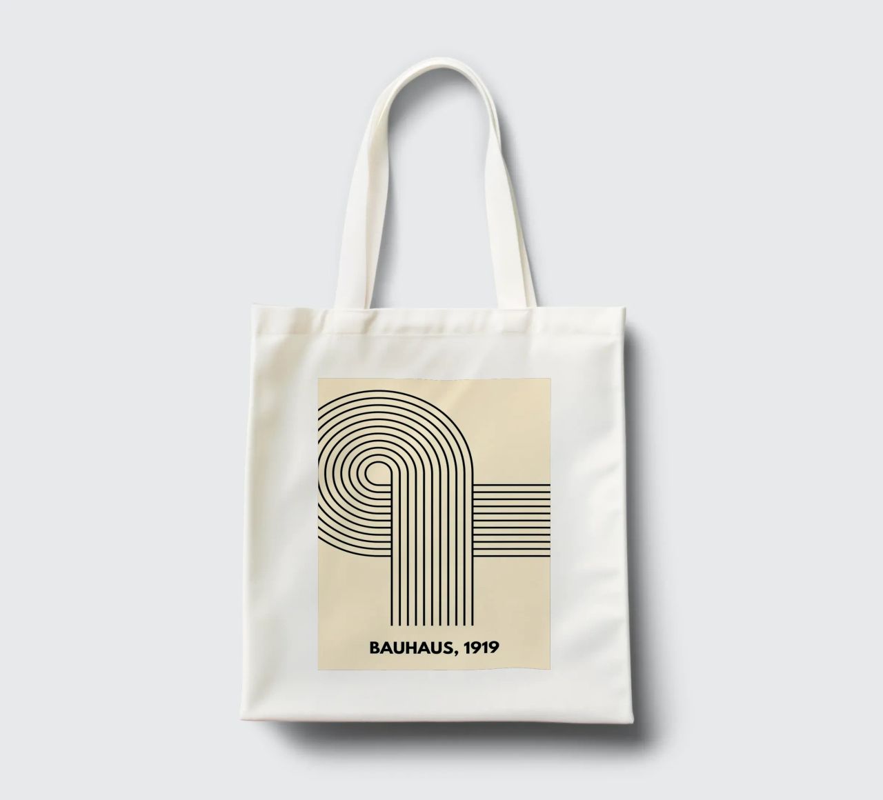 Bauhaus Curve Pattern | Black & White Abstract Print borsa in juta da PrintCessStudio
