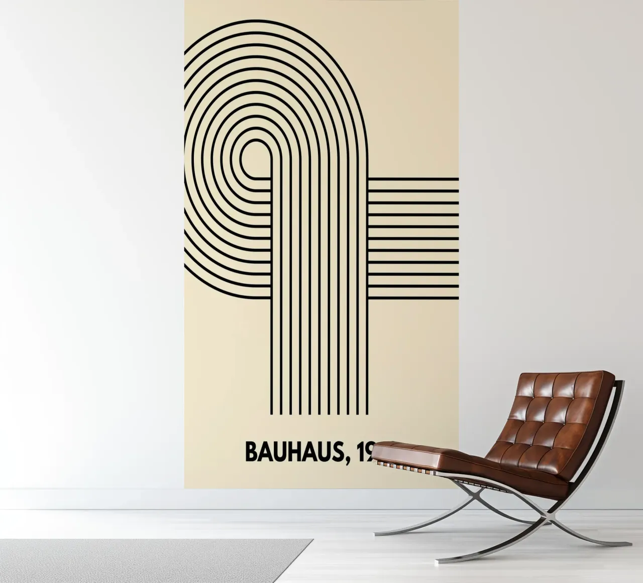 Bauhaus Curve Pattern | Black & White Abstract Print papel para pared de PrintCessStudio