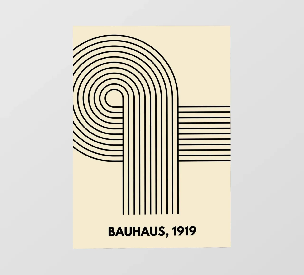 Bauhaus Curve Pattern | Black & White Abstract Print papel para pared de PrintCessStudio