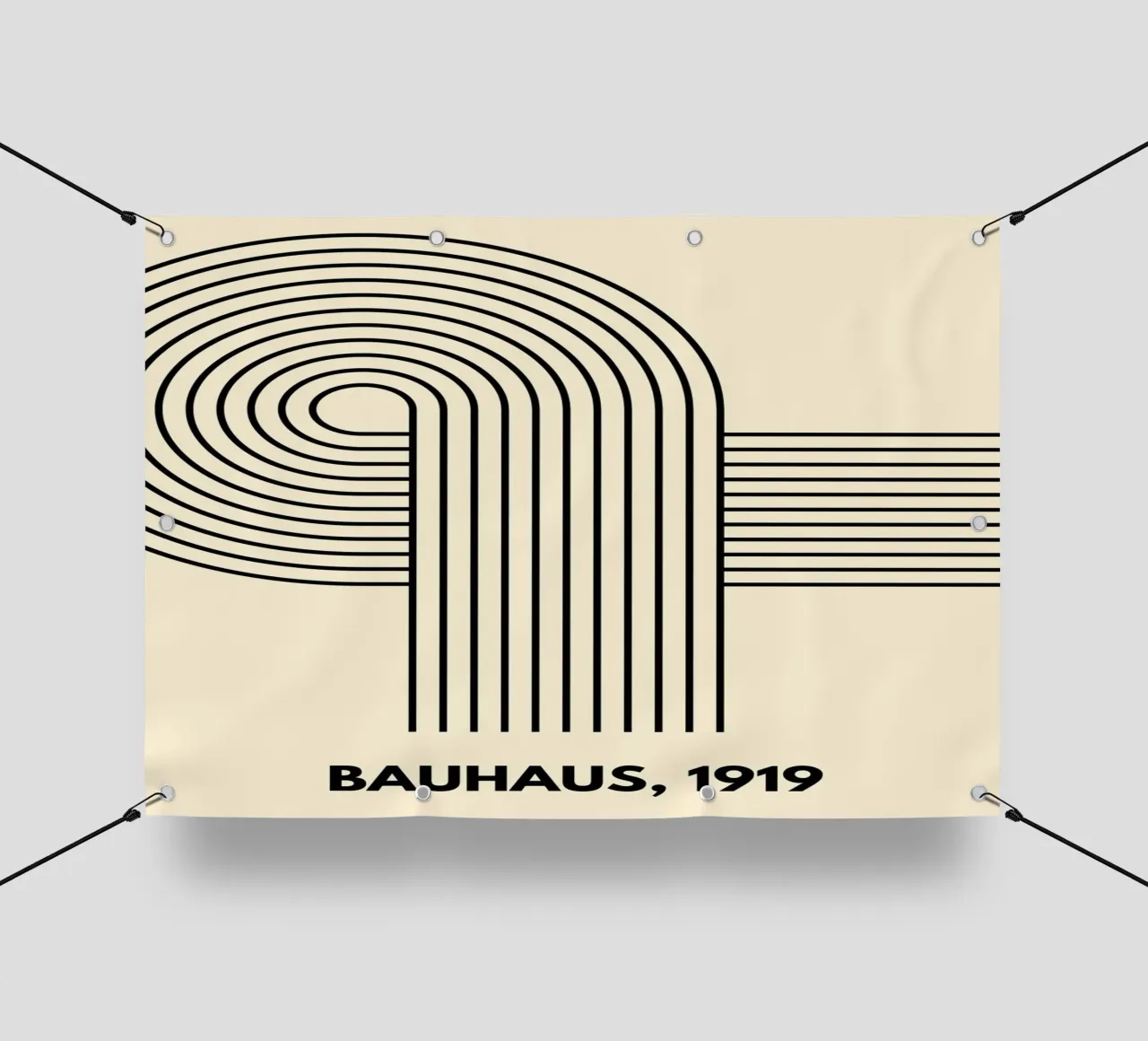 Bauhaus Curve Pattern | Black & White Abstract Print telo in pvc da PrintCessStudio