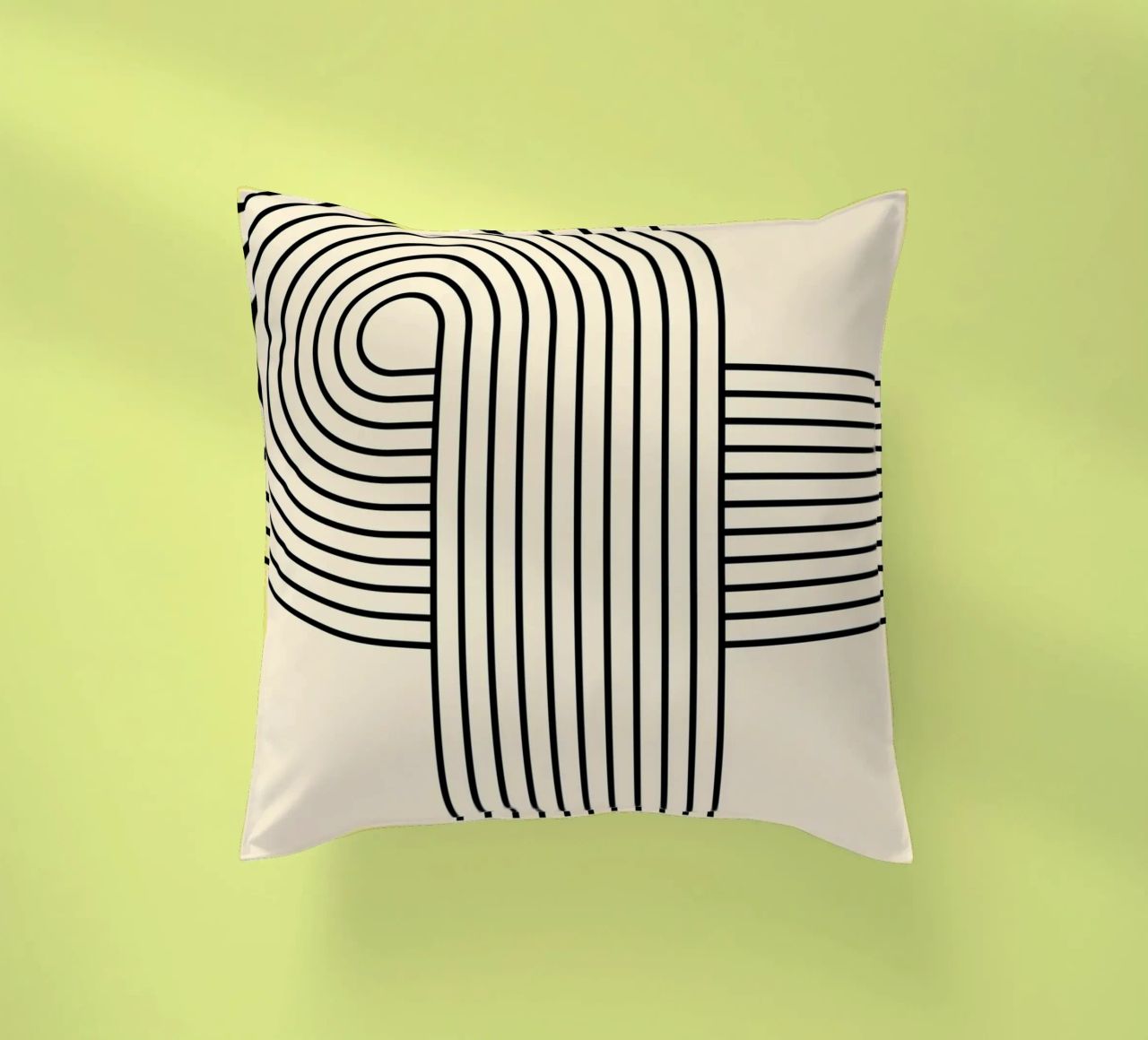 Bauhaus Curve Pattern | Black & White Abstract Print cuscino da PrintCessStudio
