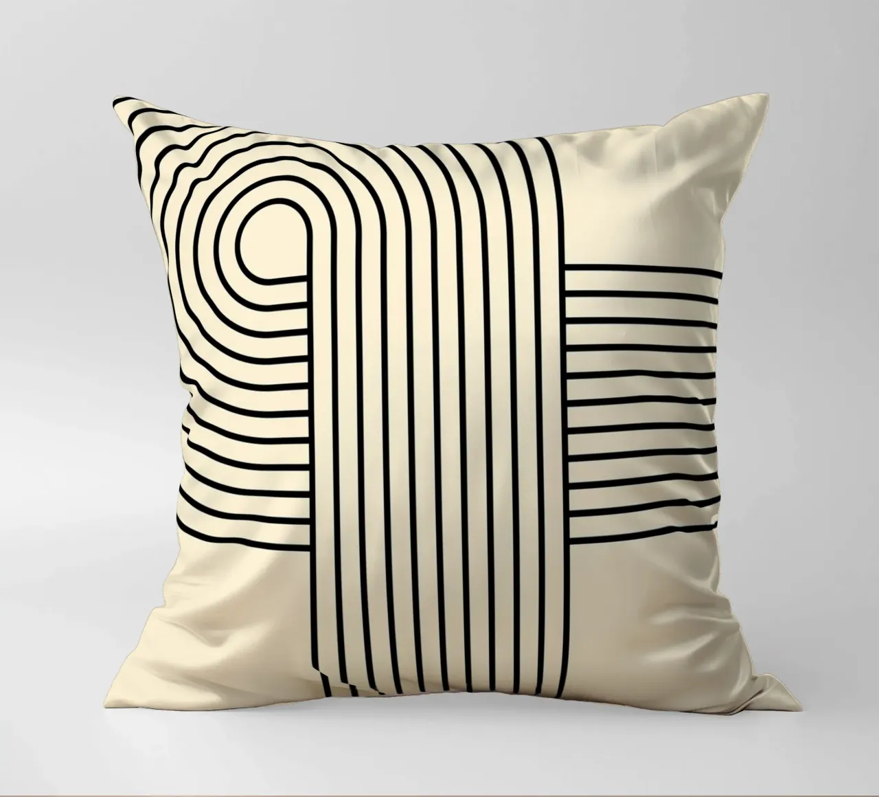 Bauhaus Curve Pattern | Black & White Abstract Print Kissen von PrintCessStudio