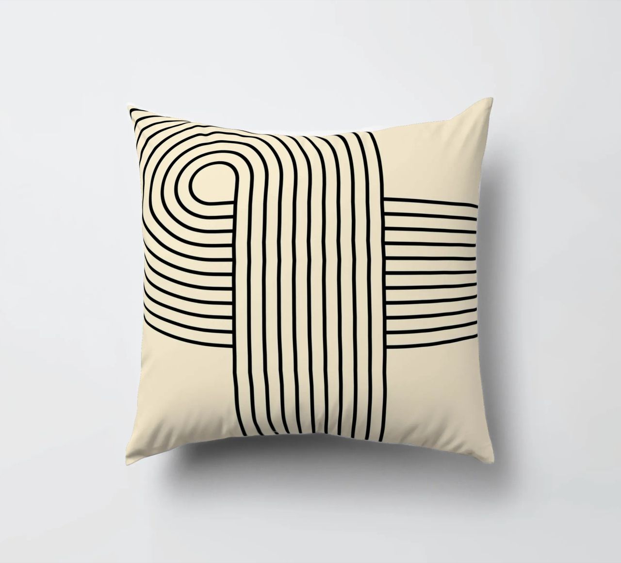 Bauhaus Curve Pattern | Black & White Abstract Print cuscino da PrintCessStudio