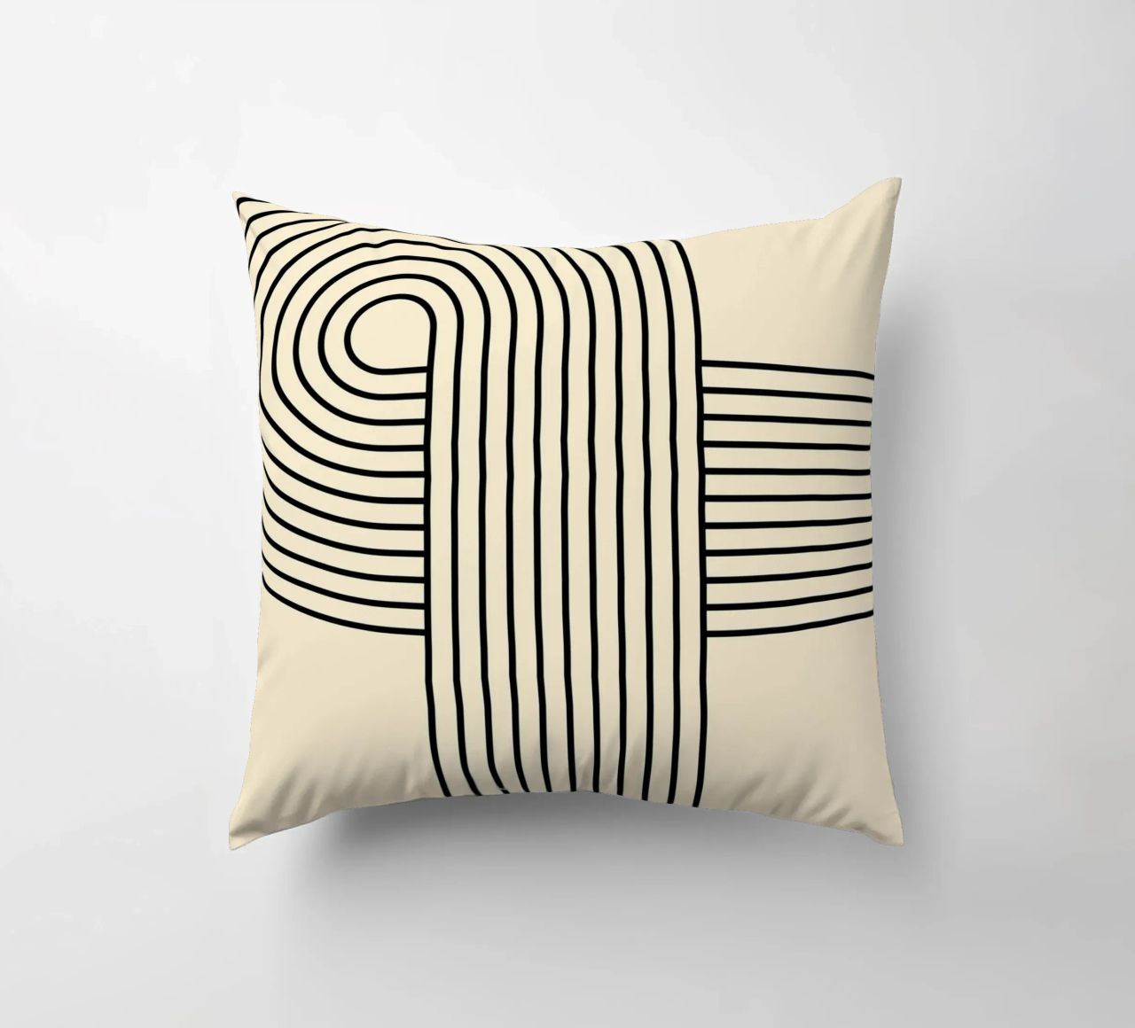 Bauhaus Curve Pattern | Black & White Abstract Print cuscino da PrintCessStudio
