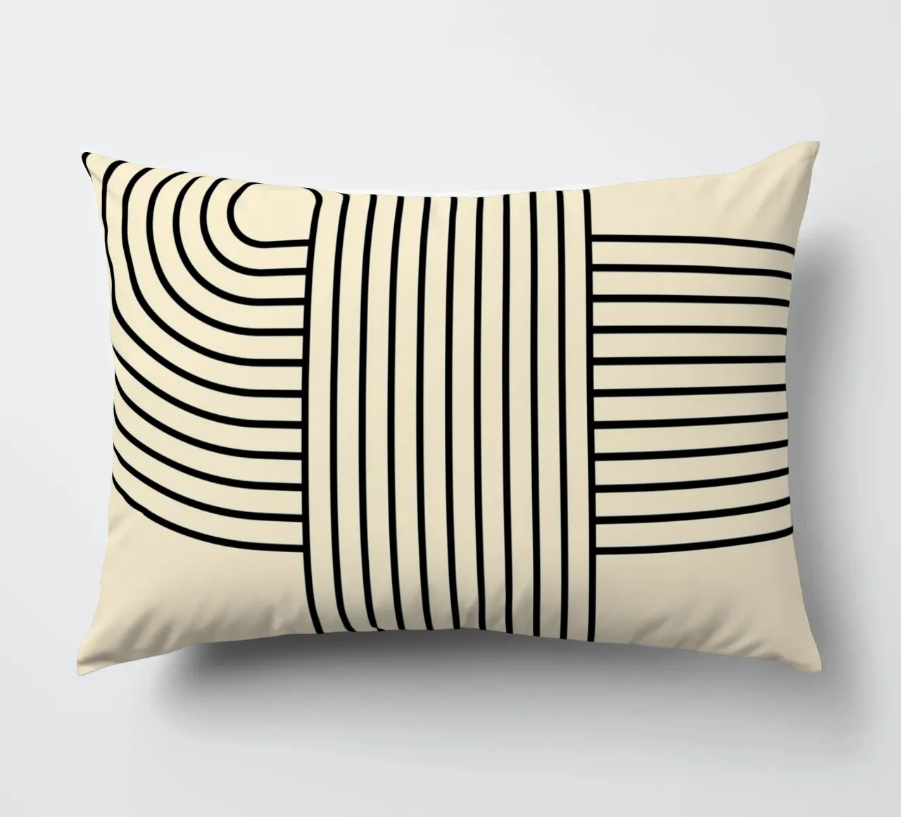 Bauhaus Curve Pattern | Black & White Abstract Print cuscino da PrintCessStudio
