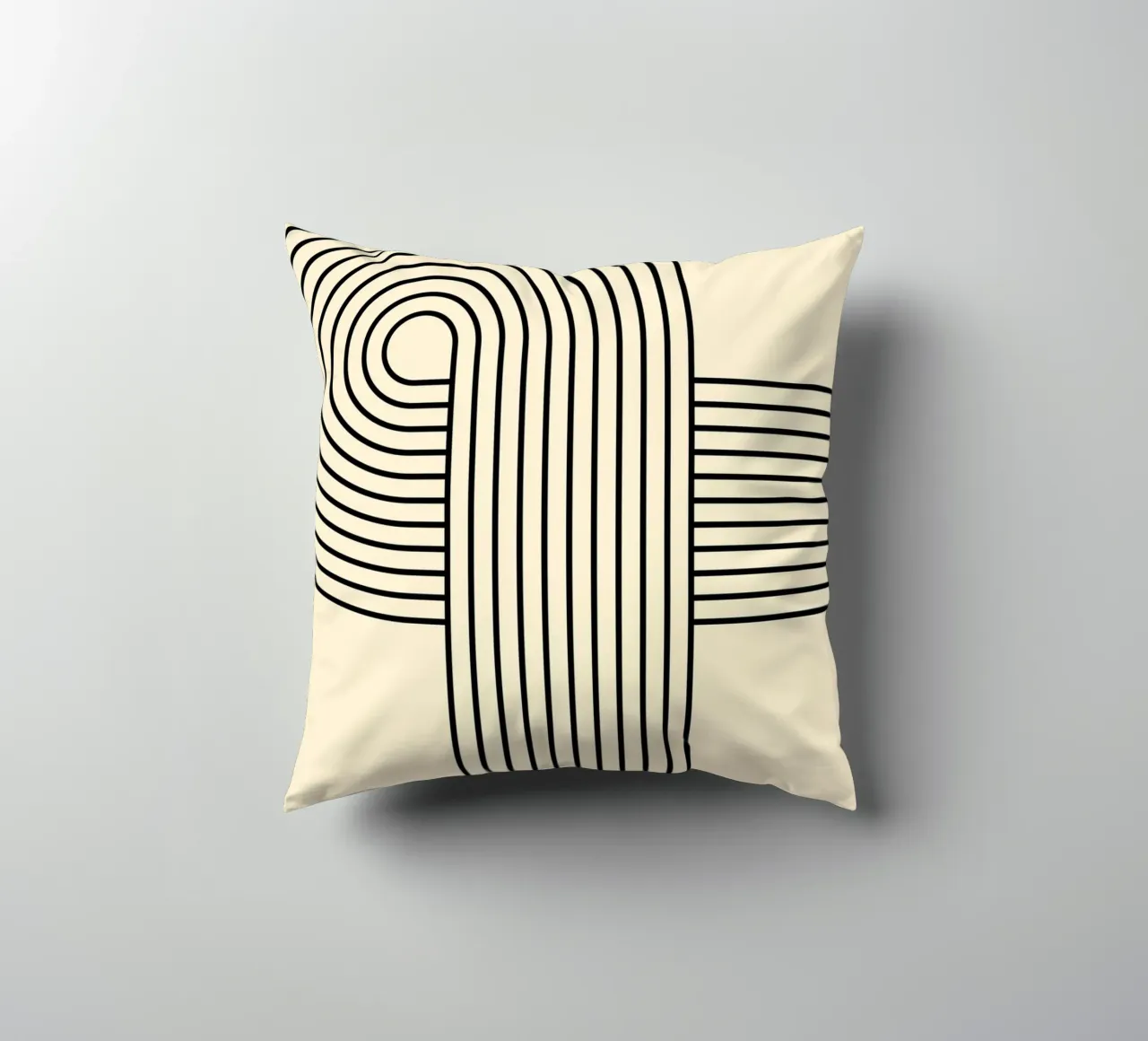 Bauhaus Curve Pattern | Black & White Abstract Print Kissen von PrintCessStudio