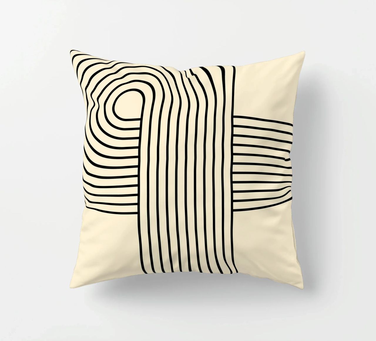 Bauhaus Curve Pattern | Black & White Abstract Print cuscino da PrintCessStudio