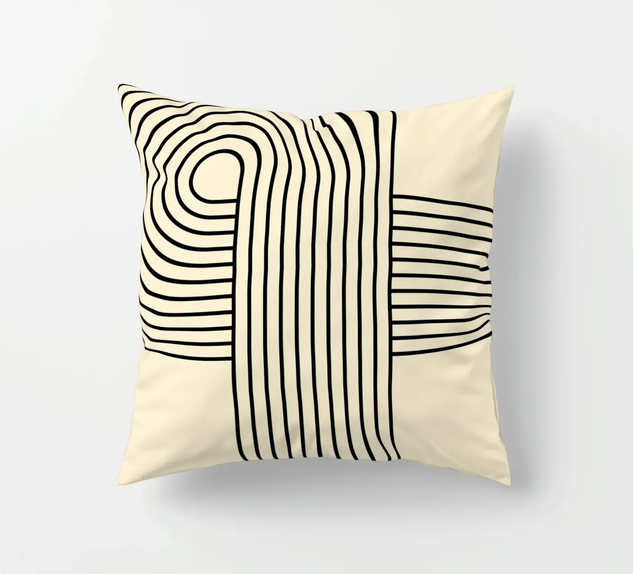 Bauhaus Curve Pattern | Black & White Abstract Print Kissen von PrintCessStudio