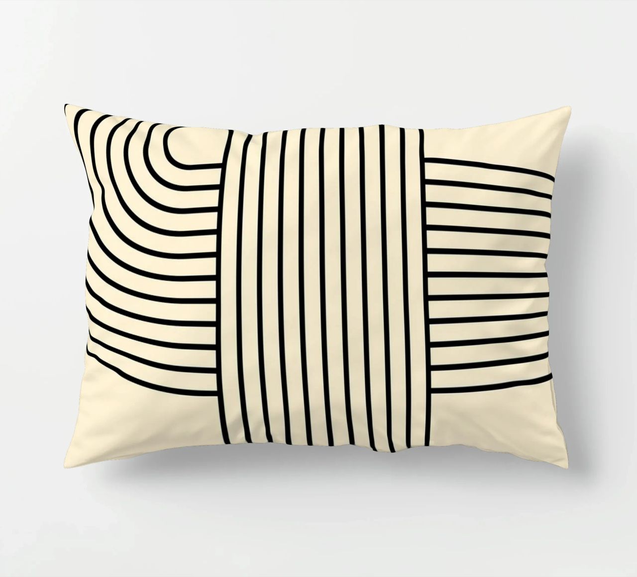 Bauhaus Curve Pattern | Black & White Abstract Print cuscino da PrintCessStudio